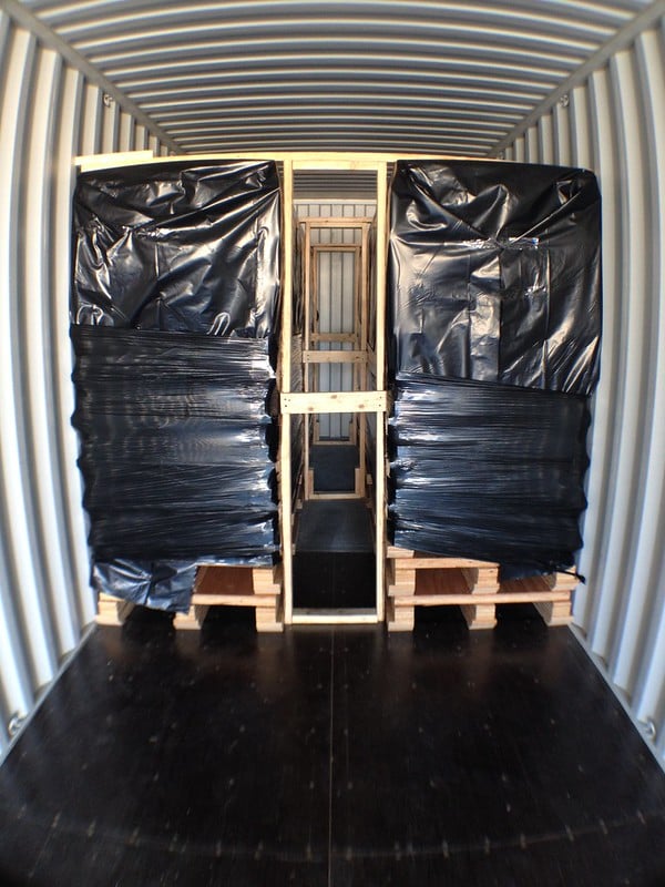 ISPM 15 heat treatment stamp on export crate lumber