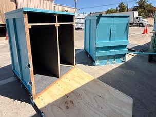 light blue trade show crate carpet lined