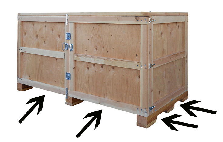 custom wood shipping crates 4 way entry