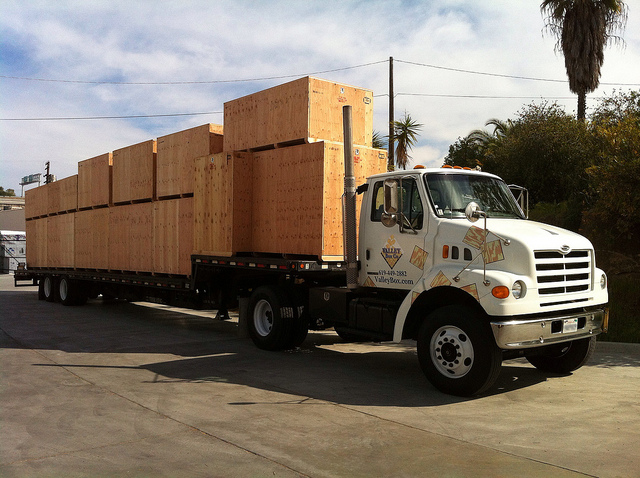 custom wood shipping crates on truck