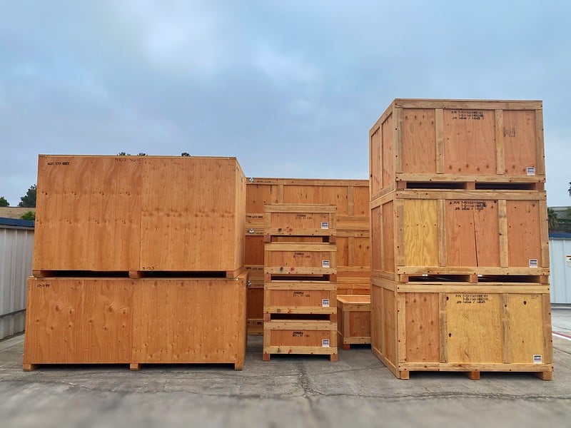 wooden crates in yard